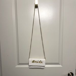 Bridal clutch- White with gold lettering
